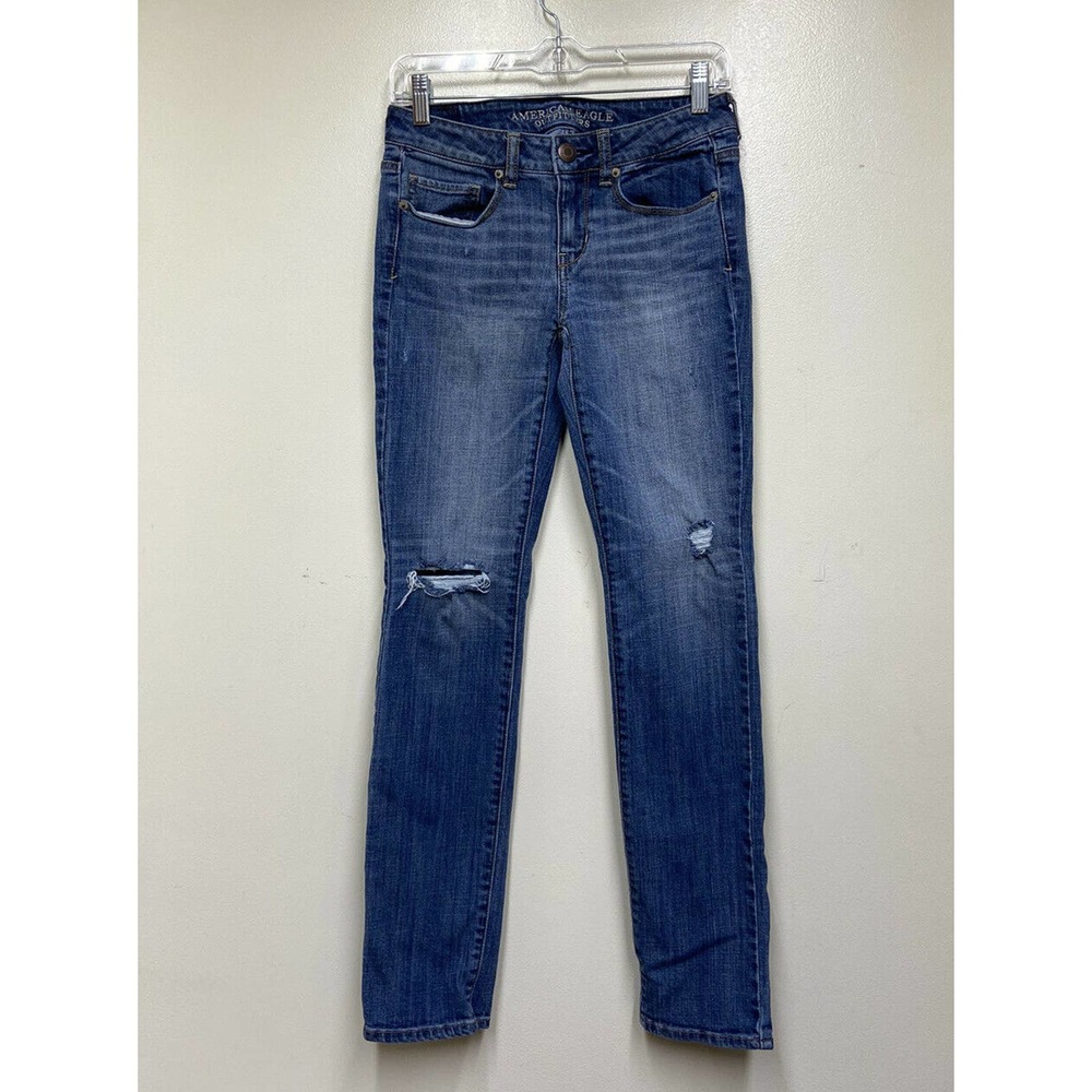 American Eagle Stretch Skinny Jeans Women's 4 Regular Blue Low Rise Medium Wash